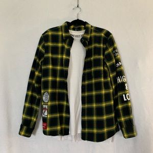 Men's Black & Yellow/Green Flannel